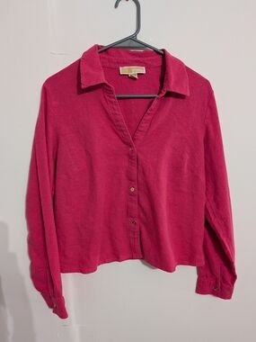 Michael Kors Fuchsia Collared Button-Down Shirt